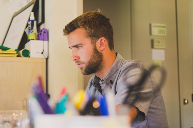 Person researching at desk