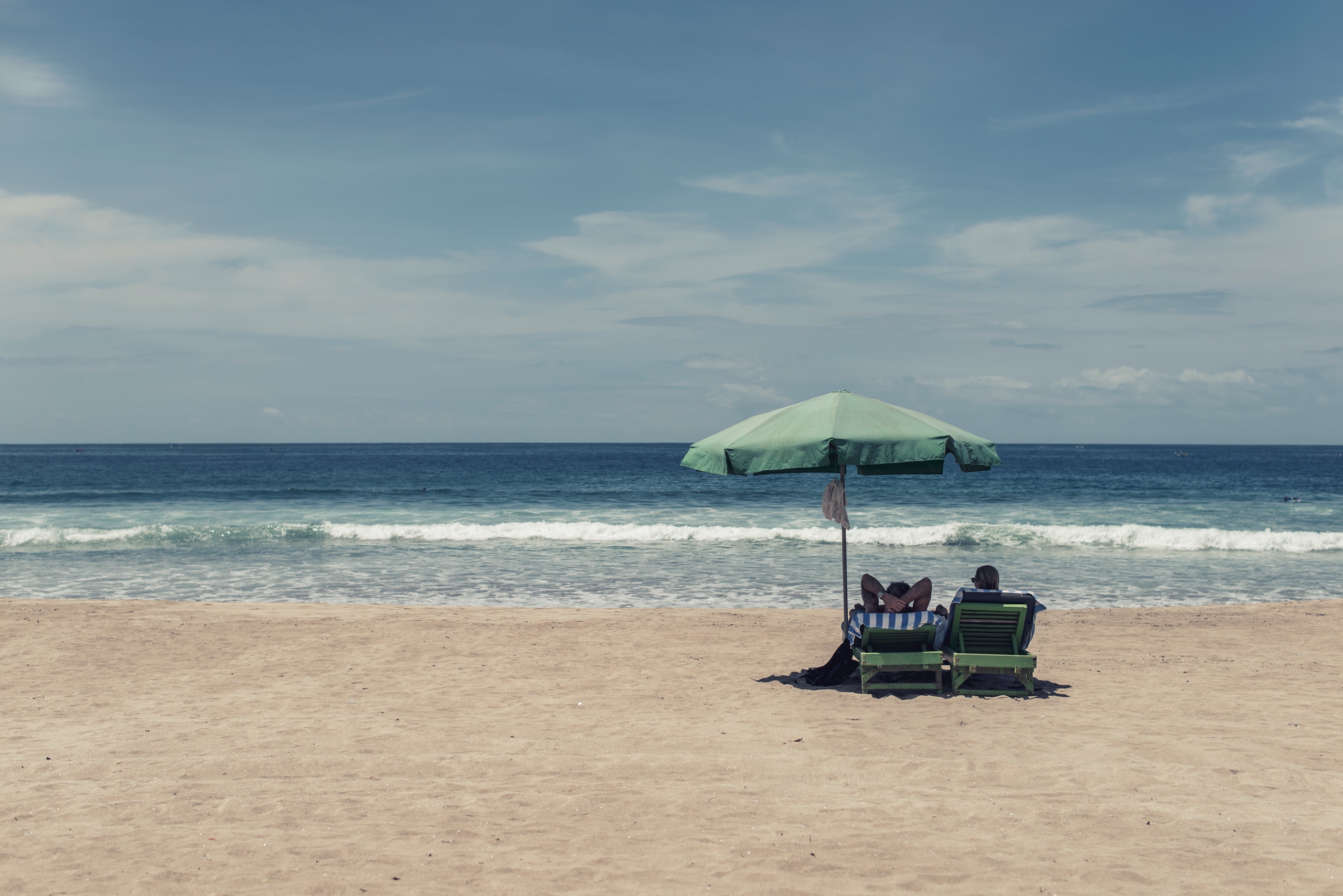Relaxing on a beach